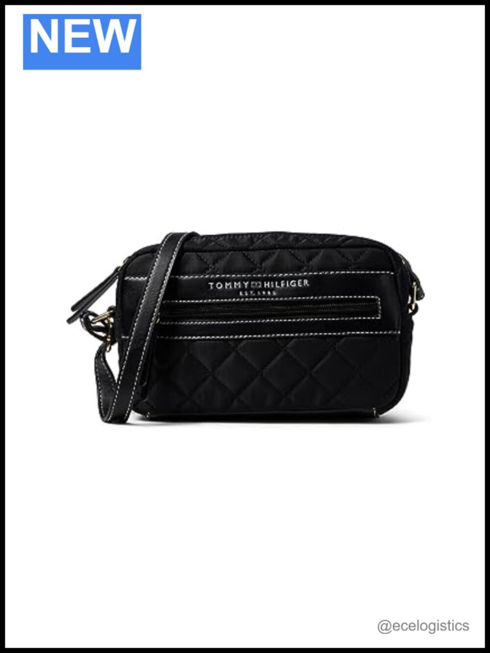 Quilted Nylon Camera Crossbody Bag with Zipper Closure